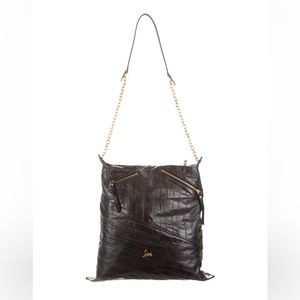 Black eel skin Christian Louboutin Trophe Twist Tote